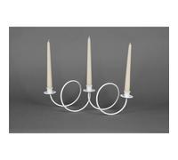Candeliere, da tavolo con anelli 3 Fiamme in ferro battuto Dimensioni 40x16x h 15 cm Stile moderno Bianco Pastello bianco
