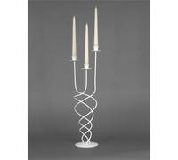 Candeliere, da tavolo iin Ferro attorcigliato 3 Fiamme in ferro battuto Dimensioni 19x19x h 56 cm Stile Classico moderno Bianco Pastello bianco