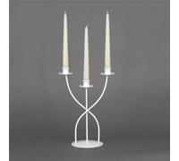 Candeliere, da tavolo o da terra 3 Fiamme in ferro battuto Dimensioni 24x15x h 34 cm Stile Classico moderno Bianco Pastello bianco