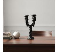 Candeliere doppio scultoreo con texture, decorazione da tavolo.