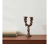 Candeliere doppio scultoreo con texture, decorazione da tavolo.