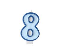 Candelina a Forma di 8 Blu per Compleanno Torta Celeste Azzurra, Candela Numero Cera da Maschio, Anniversario, Festa, Party Ricorrenza, Pensionamento, Bambino Bambina Altezza h 7 cm