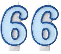 Candelina a Numero 6 Celeste per Compleanno Torta Blu Azzurra, Altezza h 7 cm Candela di Cera da Maschio, Anniversario, Festa, Party Ricorrenza, Pensionamento, Bambino Bambina (Confezione da 2)