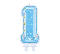 CANDELINA Buon Primo Compleanno 1 Anno One Light Blue Un Anno Bambino 73415 Cera