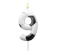 Candelina Calcio, Candele con Numeri di Compleanno Calcio Decorazioni Torte a Tema Sportivo per Feste di Compleanno Forniture Decorazioni per Bambini e Bambine (Numero 9)