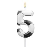 Candelina Calcio, Candele con Numeri di Compleanno Calcio Decorazioni Torte a Tema Sportivo per Feste di Compleanno Forniture Decorazioni per Bambini e Bambine (Numero 5)