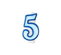 Candelina Compleanno a Numero 5 per Torta Blu Azzurra, Candela di Cera da Maschio, Anniversario, Festa, Party Ricorrenza, Pensionamento, Bambino Bambina Celeste Altezza 7 cm