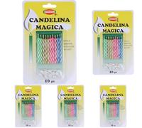 Candelina Magica Colori Misti 10 pezzi (Confezione da 5)