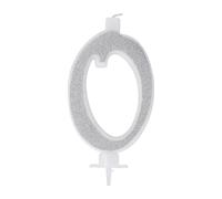Candelina Numerale Glitter ARGENTO n.0