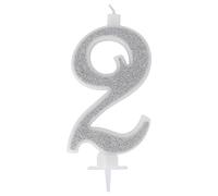 Candelina Numerale Glitter ARGENTO n.2
