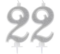 Candelina Numerale Glitter ARGENTO n.2 (Confezione da 2)
