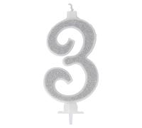 Candelina Numerale Glitter ARGENTO n.3