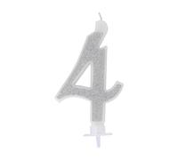 Candelina Numerale Glitter ARGENTO n.4