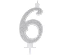 Candelina Numerale Glitter ARGENTO n.6