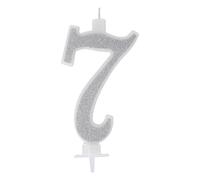 Candelina Numerale Glitter ARGENTO n.7