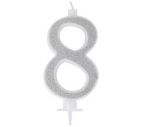 Candelina Numerale Glitter ARGENTO n.8