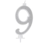 Candelina Numerale Glitter ARGENTO n.9