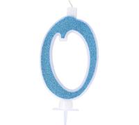 Candelina Numerale Glitter CELESTE n.0