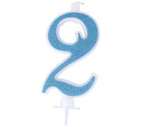 Candelina Numerale Glitter CELESTE n.2