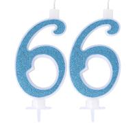 Candelina Numerale Glitter CELESTE n.6 (Confezione da 2)