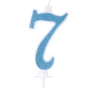 Candelina Numerale Glitter CELESTE n.7