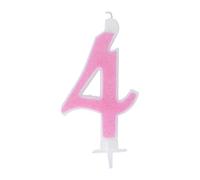 Candelina Numerale Glitter Fucsia n.4