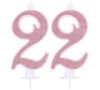 Candelina Numerale Glitter Rosa Gold n.2 (Confezione da 2)