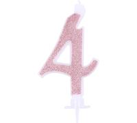 Candelina Numerale Glitter Rosa Gold n.4