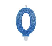 CANDELINA NUMERO 0 DI CERA SWEETY CELESTE GLITTER 9CM