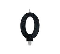 CANDELINA NUMERO 0 DI CERA SWEETY NERO GLITTER