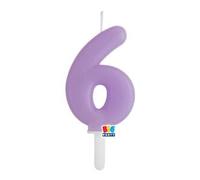 Candelina numero 6/SEI Tiny Plump BIG PARTY LILLA, centimetri 7 (6)