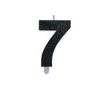 CANDELINA NUMERO 7 DI CERA SWEETY NERO GLITTER