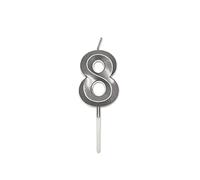 ""CANDELINA NUMERO 8 PRESTIGE ARGENTO METAL 9CM""