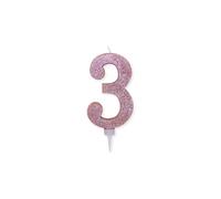 Candelina Numero Rosa Gold Glitterato (12cm) Compleanno 1 2 3 4 5 6 7 8 9 0 Candela (3)