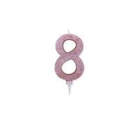 Candelina Numero Rosa Gold Glitterato (12cm) Compleanno 1 2 3 4 5 6 7 8 9 0 Candela (8)