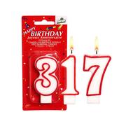 Candelina per torta di compleanno con numero rosso h 7 cm