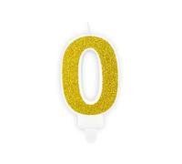 Candelina Torta Numero 0 Zero con Glitter Oro Compleanno Bambino Adulto