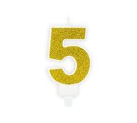 Candelina Torta Numero 5 Cinque con Glitter Oro Compleanno Bambino Adulto