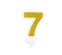 Candelina Torta Numero 7 Sette con Glitter Oro Compleanno Bambino Adulto