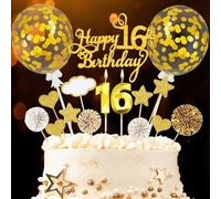 Candeline Compleanno 16 Anni,16th Oro Candele,Happy Birthday Cake Topper Decorazioni,Cupcake Toppers Anniversario per Ragazzo Ragazze