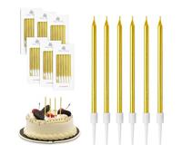 Candeline Compleanno 36 Pezzi Candeline Lunghe Compleanno Sottili, Oro Candeline Lunghe Supporto Incluso Candele Compleanno Candela Compleanno Particolari Decorazioni Torta Baby Shower