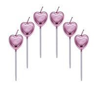 Candeline Compleanno a Cuore,6 Pcs Particolari Candele di Compleanno a Forma Stellare per Decorazione della Torta di Feste di Compleanno e Matrimonio,Oro Rosa