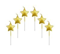Candeline Compleanno a Forma Stella,6 Pcs Particolari Candele di Compleanno a Forma Stellare per Decorazione della Torta di Feste di Compleanno e Matrimonio,Oro