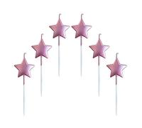 Candeline Compleanno a Forma Stella,6 Pcs Particolari Candele di Compleanno a Forma Stellare per Decorazione della Torta di Feste di Compleanno e Matrimonio,Oro Rosa