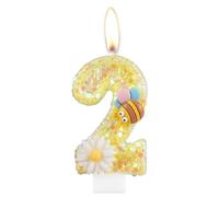 Candeline Compleanno, Api e Fiori Decorazioni Torta Compleanno 2 anni, Candeline Compleanno Numeri 2, Candele Torta Compleanno Cake Topper per Bambini Ragazze Ragazzi