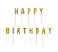 Candeline Compleanno HAPPY BIRTHDAY colore ORO