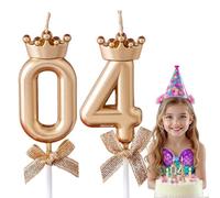 Candeline Compleanno numerate, Candela Compleanno Con Fiocco Corona Color Oro Champagne, Compleanno Particolari Numeri 40 per Festa Donna Compleanno Nozze Anniversario Celebrazione Forniture