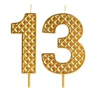 Candeline Compleanno Numeri 13, Modello Waffle Candele di Compleanno per Torta, Oro Decorazioni Torta 13 Anns Compleanno Ragazze Ragazzi, Compleanno Decorazioni Festa Candeline Torta Cake Topper