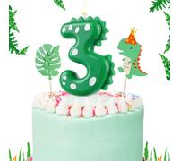 Candeline Compleanno Numeri 3,Candele Numero Compleanno,Candela Dinosauro Candele Torta Compleanno per Decorazione Festa Tema Torta (Numero 3)-7CM