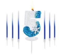 Candeline Compleanno Numeri, 3D Candele Compleanno con Fiocco di Neve, Decorazioni Compleanno con 6 Candele Lunghe in Colori Sfumati, Candela Compleanno per la Decorazione Della Torta